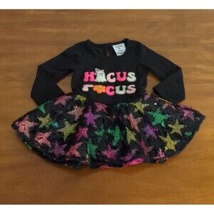 Counting Daisies Baby girls Halloween long sleeve dress W attached tutu GUC 18M
